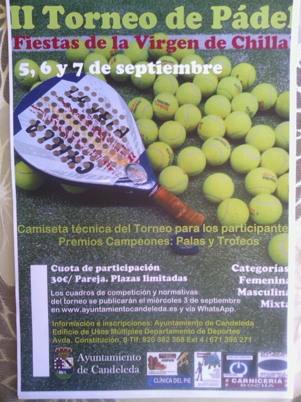 Cartel II Torneo Chilla - Vela