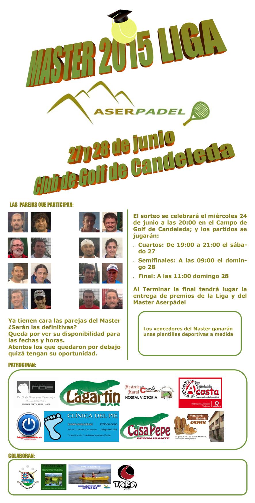 Cartel Master Liga Aserpadel 2014-15 con parejas provisionales
