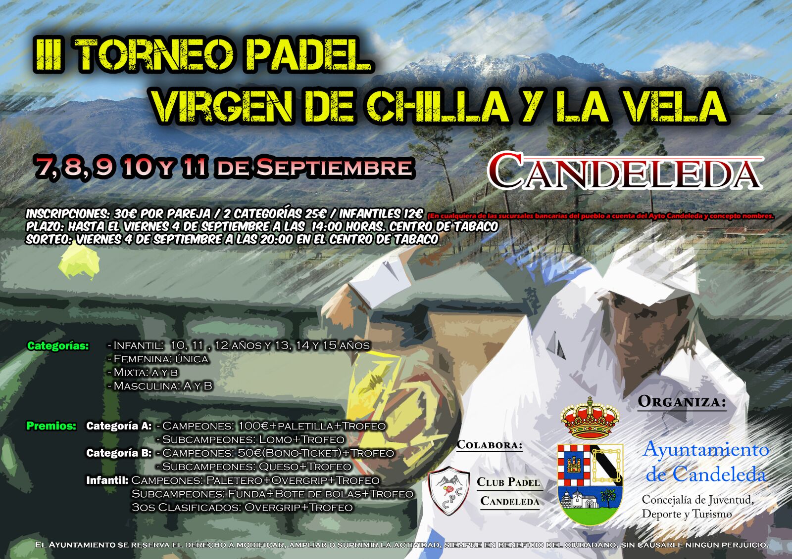 Cartel III Torneo de Padel Virgen de Chilla - La Vela